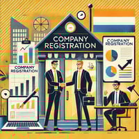 DALL·E 2024-07-08 11.56.56 - An illustration showing two businessmen, Grant and Graham, setting up a company. The scene includes elements like a building with a Company Registrat DALL·E 2024-07-08 11.56.56 - An illustration showing two businessmen, Grant and Graham, setting up a company. The scene includes elements like a building with a Company Registrat