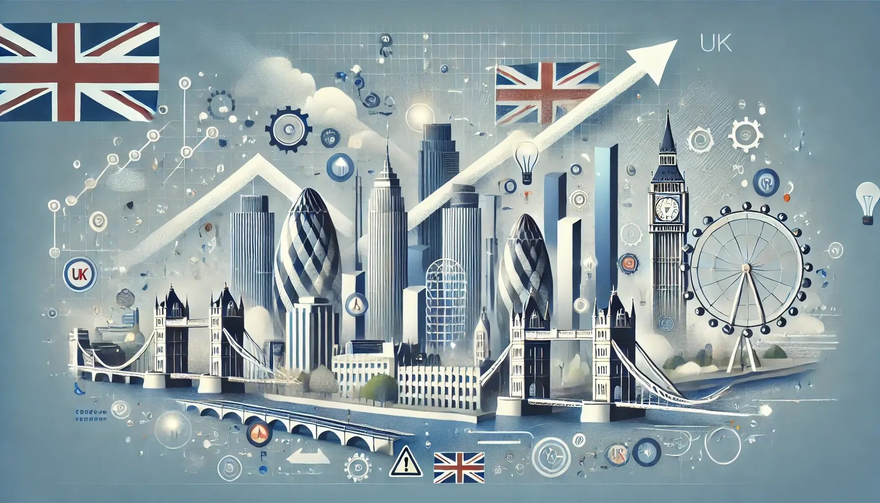 DALL·E 2025-01-28 15.41.01 - A visually striking and professional illustration depicting the dynamic impact of political and economic changes on UK businesses. The image features