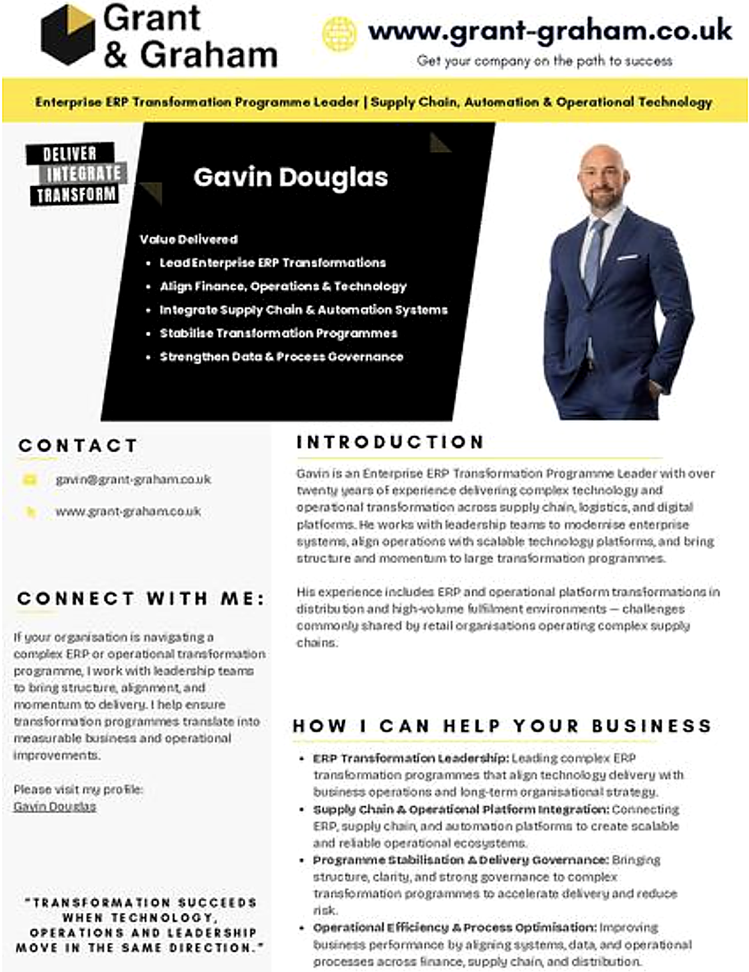 Gavin Douglas CV cover, Grant & Graham